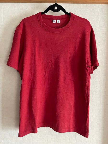 【中古】ユニクロ U コットンクルーネックTシャツ レッド XL 廃盤色 ユニクロ半袖