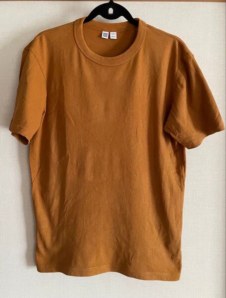 【中古】ユニクロU コットンクルーネックTシャツ ブラウン Lサイズ