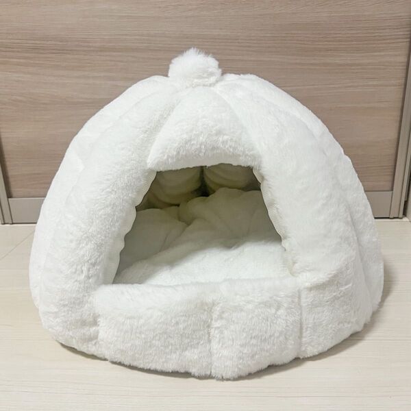 ドーム型 猫ハウス 猫ベッド ペットベッド 暖かい もこもこ 猫用 キャットハウス クッション 寝床 ペットハウス
