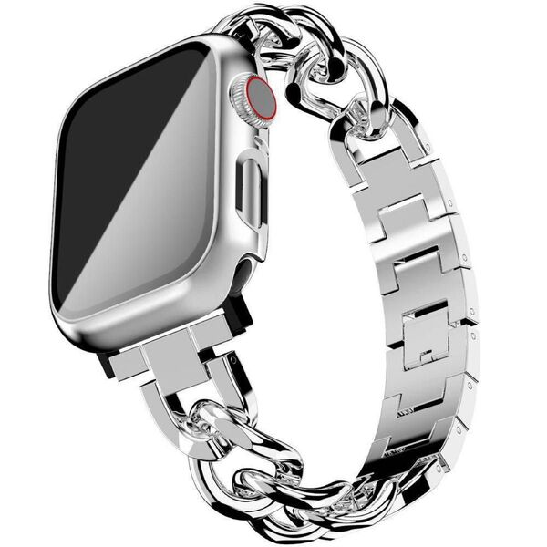 【ラス2】 AppleWatchベルト アップルウォッチバンド シルバー 腕時計ベルト スマートウォッチベルト シンプル 高級感