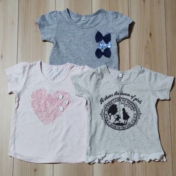 女の子用半袖Tシャツ3枚セット110センチ