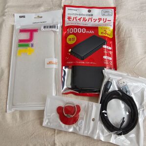 モバイルバッテリー ケーブル スマホ ケース カバー 透明 クリア スマホリング