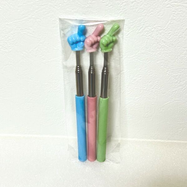 『新品未開封品』 教師ポインター 指示棒ポインター 指示棒かわいい 伸縮式教師用ポインター3点セット!