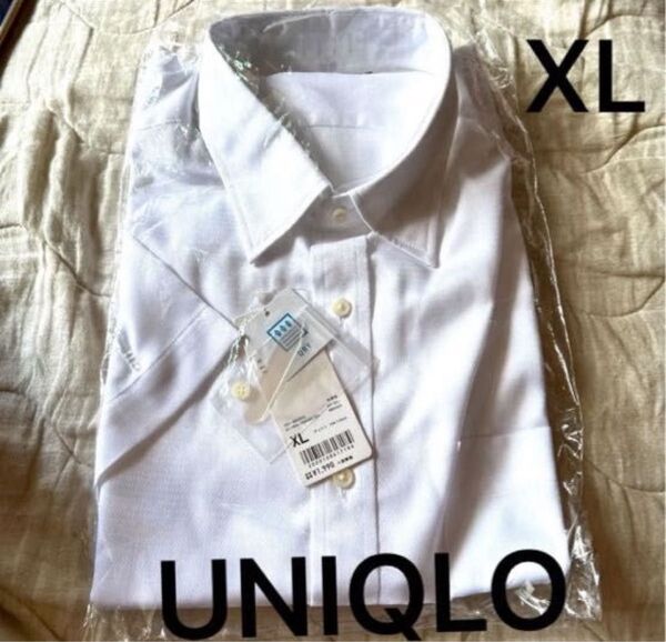 XL LL ユニクロ UNIQLO メンズ 半袖 ドライ イージー ケア ドビー シャツ ワイシャツ カッターシャツ 半袖 白