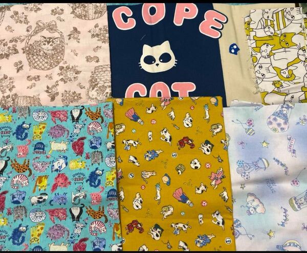 猫柄 生地 まとめ売り シーチング オックス はぎれ ねこ 猫 ネコ セット