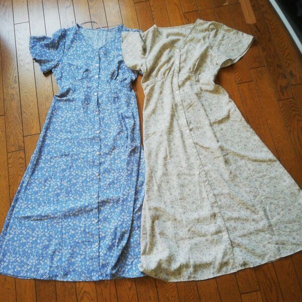 GU 花柄ワンピース フラワーワンピース ペチコート付き 2枚セット