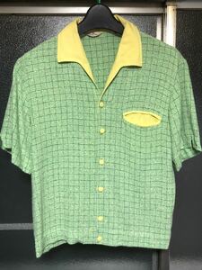 美品 50s luxury fabric イタリアンカラー シャツ ネップ 50年代 ロカビリー ヴィンテージ ギャバシャツ CAMPUS PENNEYS DRY BONES 60s