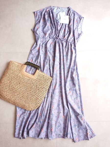 未使用cocaの花柄シフォンワンピースパープル