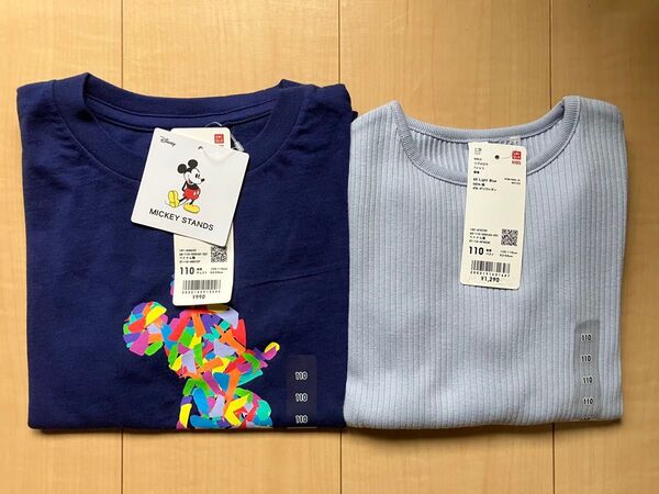 新品未使用★ユニクロ★長袖カットソー&半袖Tシャツ110cm ディズニー ミッキー