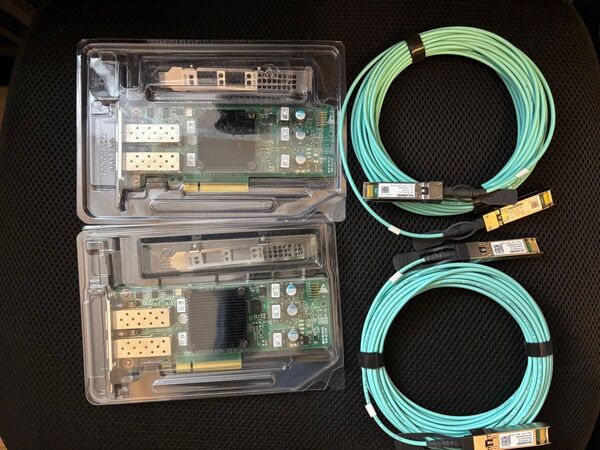 ConnectX-4 Lx 25GbE/10GbE SFP28 デュアルポート 25Gbps AOCケーブル 2セット