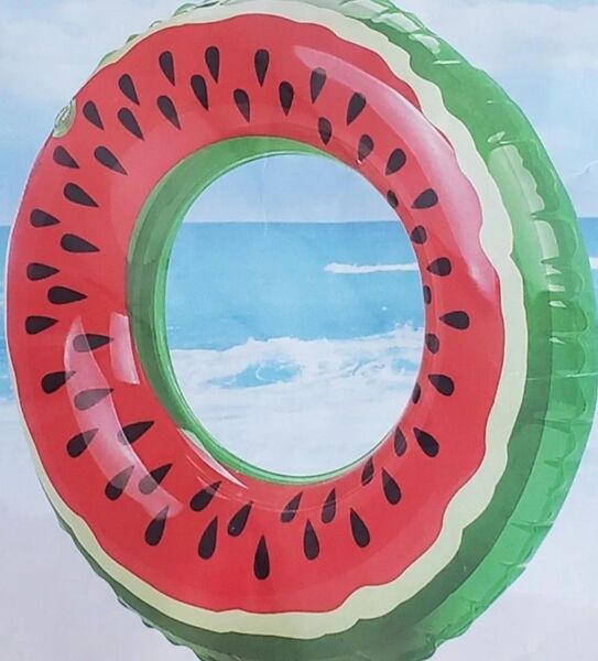 スイカ浮き輪70センチ 海プール海水浴