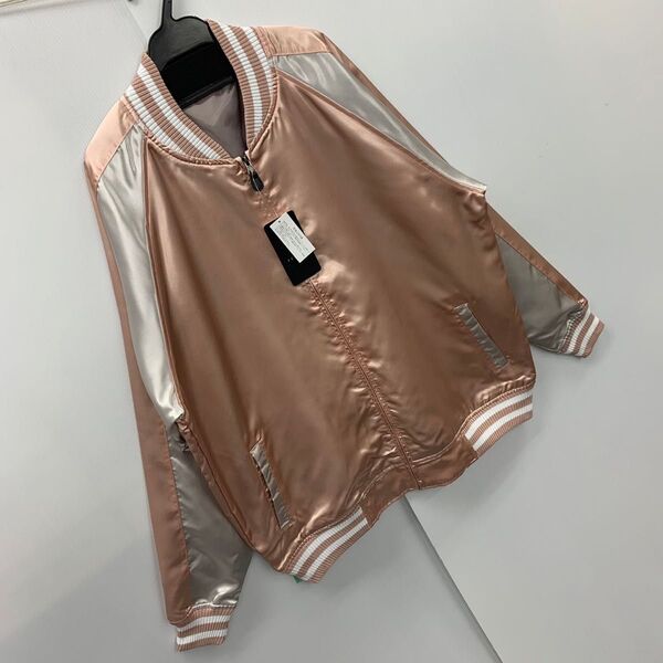 新品★春物★男女兼用★Lサイズ★KONGOW★無地スカジャン 桃色 銀色