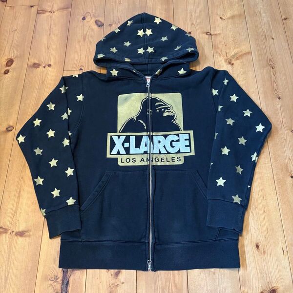x-large エクストララージ ジップ ロゴ パーカー 星柄