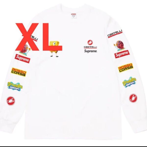 Supreme x SpongeBob Castelli Racing L/S Tee ロンT 長袖 White 白 XL