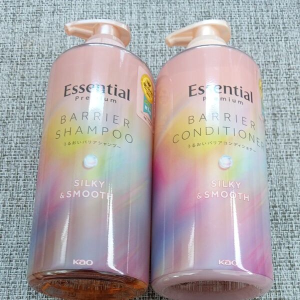 花王 エッセンシャル プレミアム うるおいバリアシャンプー コンディショナー シルキー&スムース ポンプ 450ml×1個ずつ