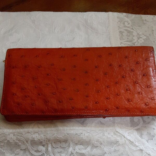 オーストリッチ 財布 オレンジ レディース中古