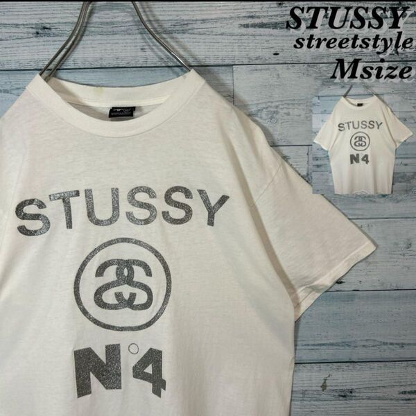 【ストリート】STUSSY シャネルロゴ N°4 ビッグロゴ Tシャツ M トップス M