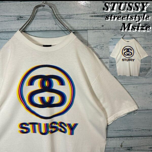 【ストリート】STUSSY モーション シャネルロゴ Tシャツ ビッグロゴ M 00s