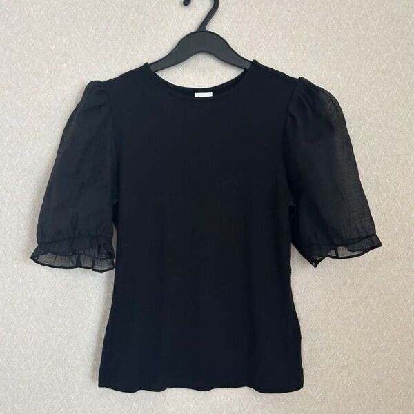 h&m Tシャツ 半袖 クルーネック トップス 黒 カットソー
