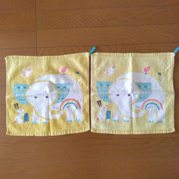 幼稚園 保育園 ゾウ柄 ループ付タオル 男の子 女の子 2枚セット