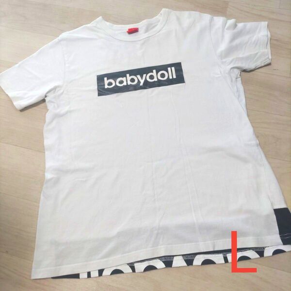 BABYDOLL〈ベビードール〉 半袖Tシャツ ロゴ レディース Lサイズ 綿100% ホワイト