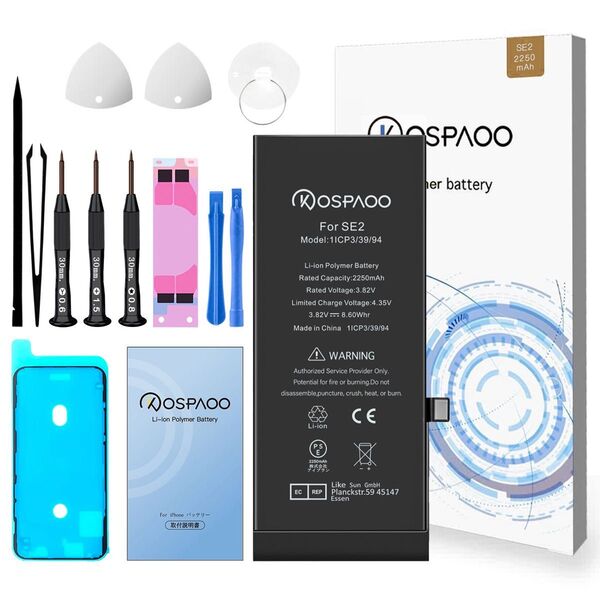 『大容量・工具セット』For iPhone SE2 互換バッテリー 単品 交換ビデオ 2250mAh 増量 PSE準拠 交換修理