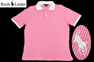 S-9032* free shipping * beautiful goods *RALPH LAUREN GOLF Ralph Lauren Golf * valuable . America USA made pink color polo-shirt with short sleeves S