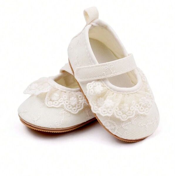 【新品】オフホワイト 10cm レース ベビー シューズ 女の子 フォーマルシューズ 靴 子供靴 プレシューズ ファーストシューズ