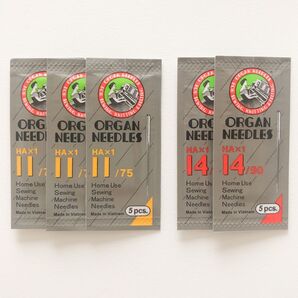【HA×1】11番 14番 5パック オルガン ミシン針 家庭用 職業用 ロックミシン