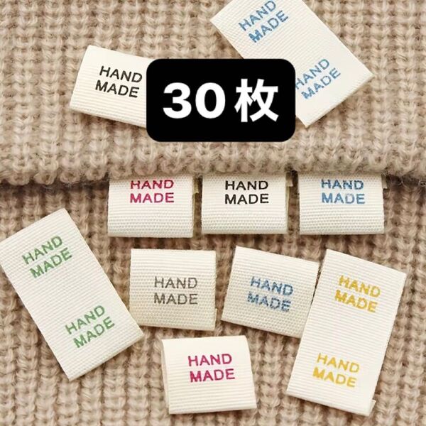 30枚 布ラベル タグ ネーム プリント シンプル 小さい ミニ ハンドメイド
