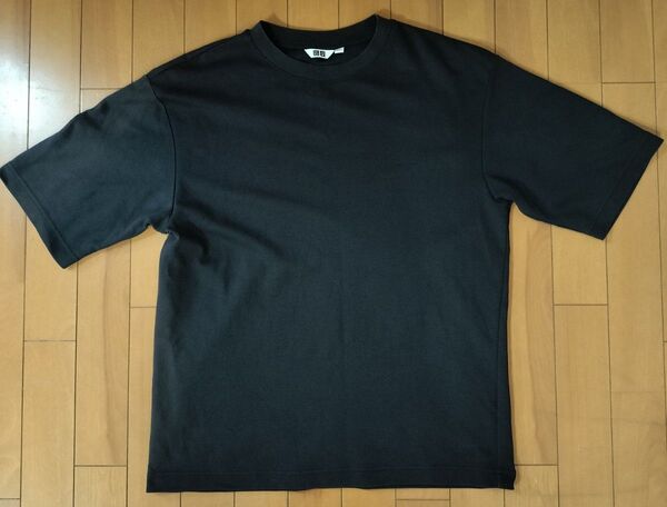 エアリズム オーバサイズ Tシャツ ブラック 5分袖 M UNIQLO ユニクロ 黒