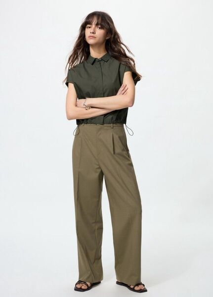 UNIQLO ユニクロ タックワイドパンツ XL オリーブ
