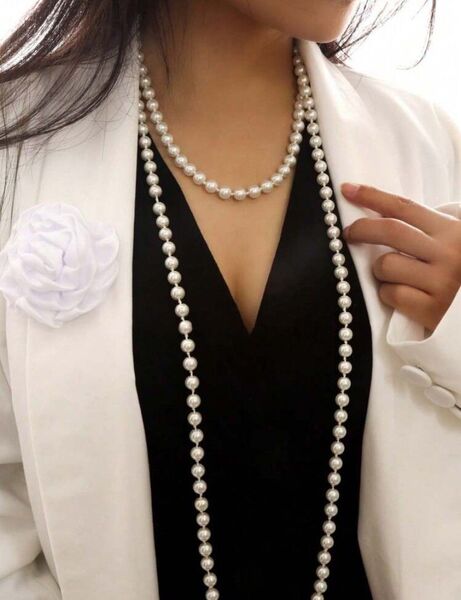 新品☆ロングパールネックレス 結婚式 普段使い お呼ばれ 多用途 プチプラ シンプル