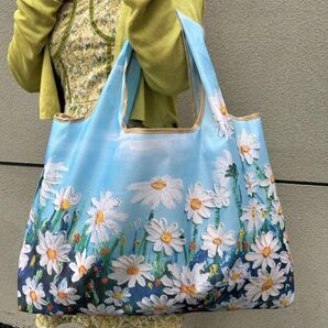 大きなサイズのエコバック 花柄◆折りたたみバック◆大容量のエコバック◆デイジー柄【新品・未開封】