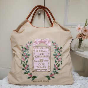 花柄 フラワー リース 刺繍バッグ エコバッグ ◆ベージュ◆トートバック【新品・未使用】