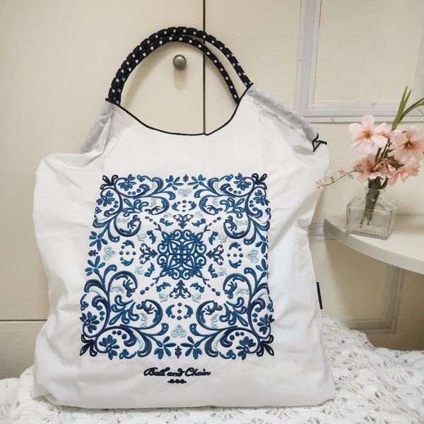 刺繍バッグ エコバッグ 上品◆ホワイト◆トートバック【新品・未使用】