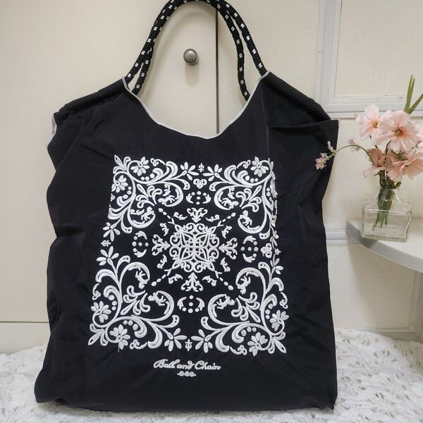 刺繍バッグ エコバッグ 上品◆ブラック◆トートバック【新品・未使用】