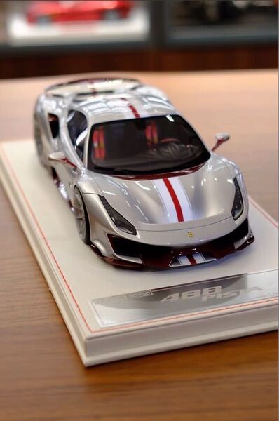 希少 入手困難 Rosso モデル 1/18 フェラーリ 488 ピスタ ミニカー 限定20台 シルバー×レッドカーボン