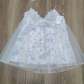 Wacoal パルファージュ キャミソール M ホワイト 水色 花柄 レース 新品タグ付き 未使用 ワコール