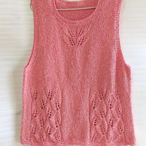手編み メランジピンクのベスト