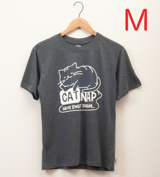 【新品未使用】M 眠りネコデザイン 半袖Tシャツ メンズ トップス 猫グッズ にゃんこ ネコグッズ 春夏 ファッション