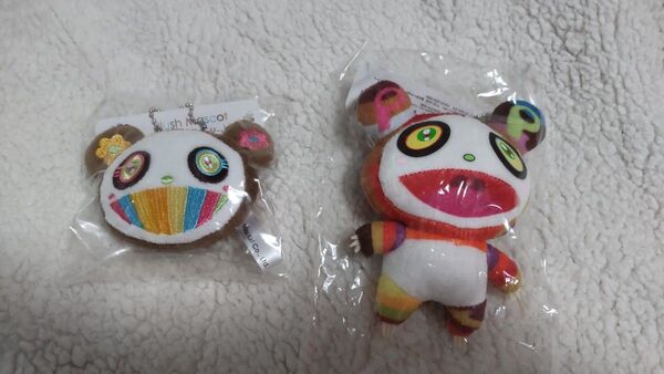 親子セット★ 村上隆 フェイスマスコット 親パンダ & ぬいぐるみ 子パンダ キーチェーン カイカイキキ