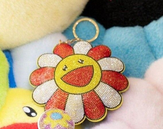 村上隆 フラワー ラインストーン キーリング カイカイキキ キーホルダー キラキラ