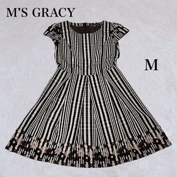 M’S GRACY ストライプ ワンピース Mサイズ 花柄 38