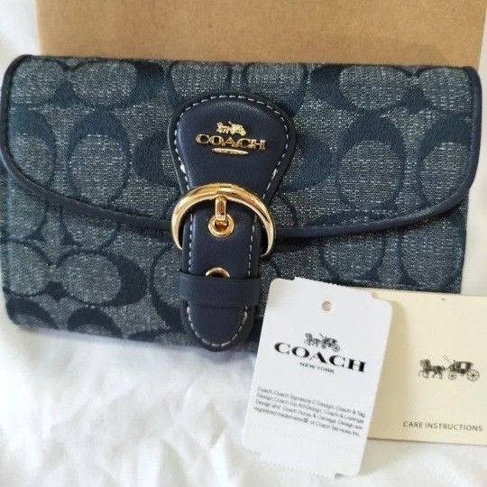 COACH シグネチャーデニム 二つ折り財布
