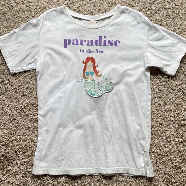 プティマイン 半袖Tシャツ Tシャツ 人魚 スパンコール 女の子 130