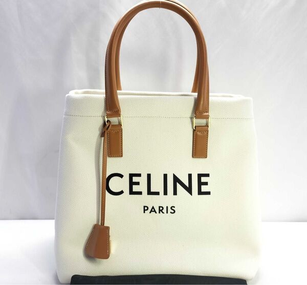 【CELINE セリーヌ】192162 ホリゾンタルカバ トートバッグ ホワイト キャンバス