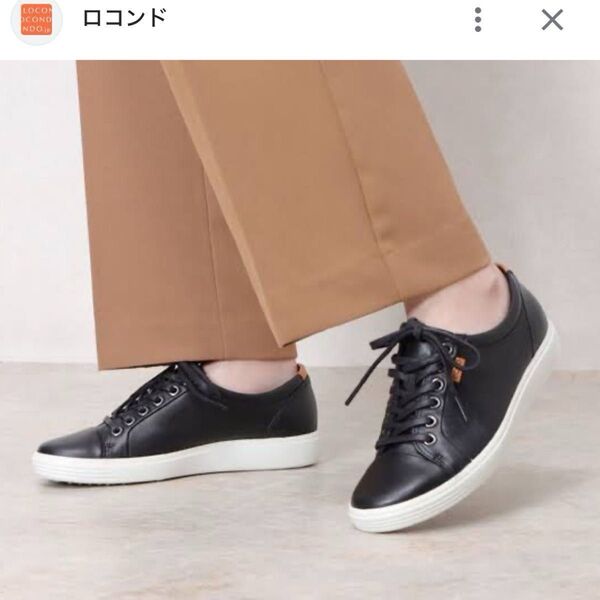 現行品 eccoレザースニーカー 430003 7W 幅広 ウォーキングシューズ 本革 27,500円 SOFT 7 W 39
