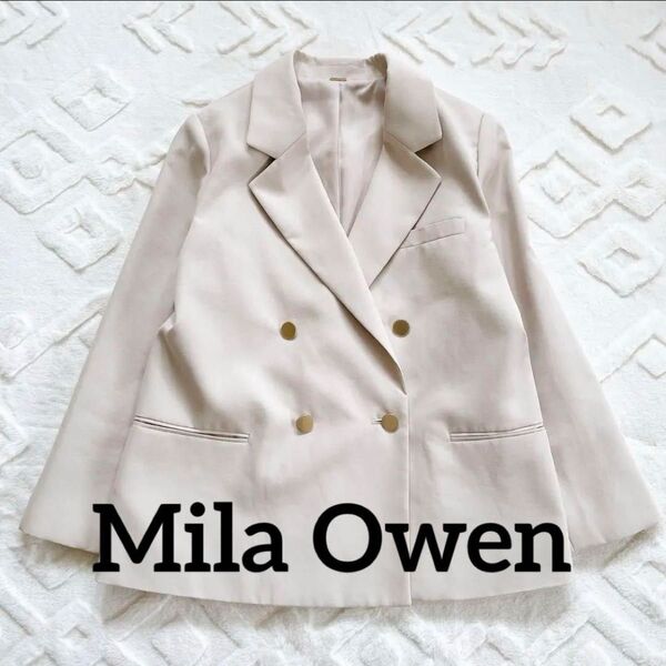 【美品】Mila Owen ミラオーウェン金釦ダブルブレストコンパクトジャケット テーラードジャケット 金ボタン ダブル
