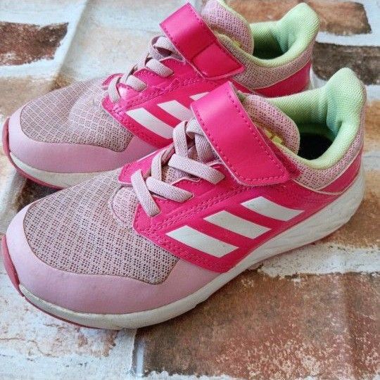 adidas FAITO 女児用スニーカー ピンク 19cm